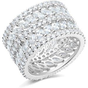 14K White/Yellow Gold Plated Marquise Cubic Ring for Women Men Size 5-10